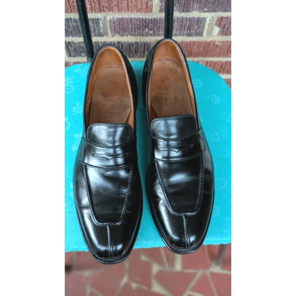 Allen Edmonds Glasgow Black Leather Split Toe Slip On Loafers- Men Size 14B